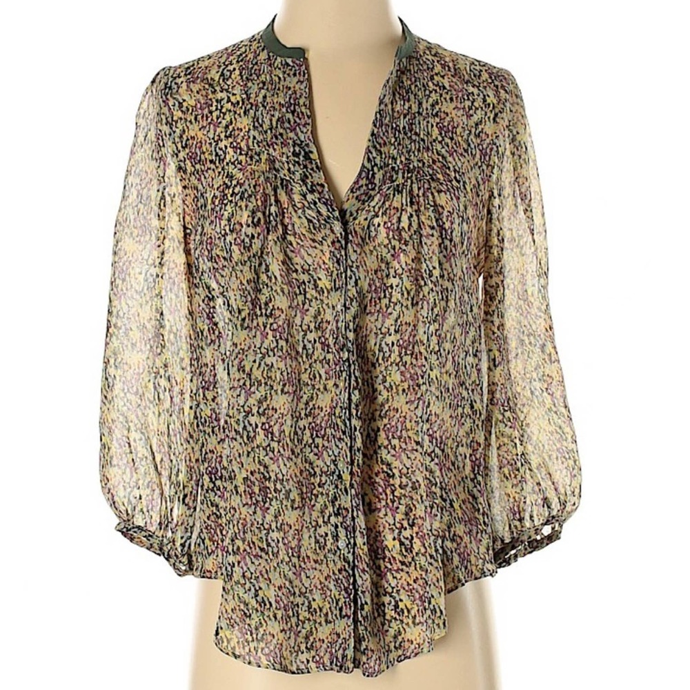 Anthropologie Fei multicolor silk button up blouse